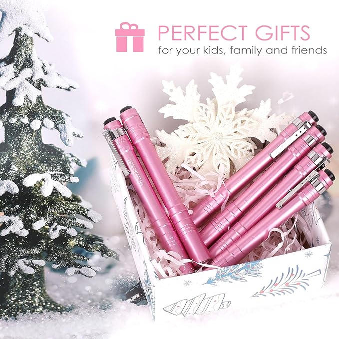 FASTPRO 6-Pack Pen Light, Aluminum LED Penlights with Batteries Included, Pocket Pen Flashlight with Clip for Inspections, Repairs, Camping and Emergencies, Pink