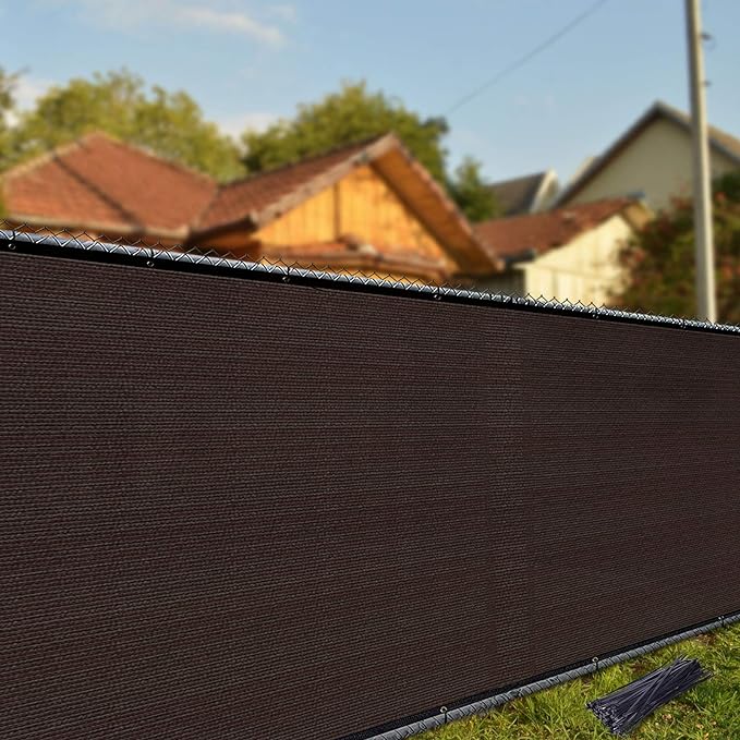 iCover 4x12ft Fence Privacy Screen, Heavy Duty Fencing Panels Screens, Outdoor Shade Cloth Mesh Barrier, Reinforced Bindings and Brass Grommets, Cable Zip Ties Included, Brown