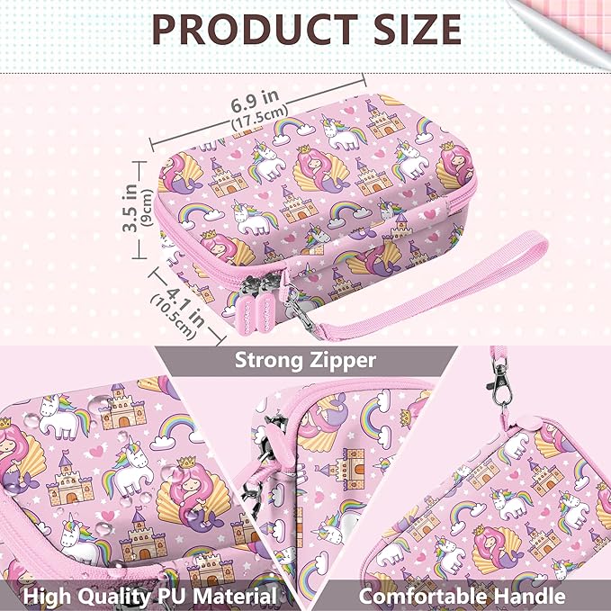 Leayjeen Kids Camera Case Compatible with Dylanto/GKTZ/HiMont/CAMCLID/ESOXOFFORE Kids Instant Print Camera,for Film Camera Storage Christmas Gifts and Birthday Gifts for Kids -Pink Unicorn（Case Only）