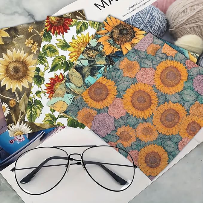 CREATCABIN 6 Pcs Sunflower Glasses Cleaning Cloth Microfiber Cloth Soft Multicolor Cleaner Sunglasses Reusable Thicken Wipes Cloths for Eyeglasses Camera Cell Phone Lens Screens Glasses Gift 6x6 Inch