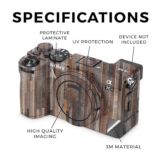Glossy Glitter Camera Skin Compatible with Sony Alpha 7CR Camera (2023) - Woody - Premium 3M Vinyl Protective Wrap Decal Cover - Easy to Apply | Crafted in The USA by MightySkins