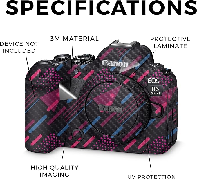Carbon Fiber Camera Skin Compatible with Canon EOS R6 Mark II Camera (2022) - Magenta Rain - Premium 3M Vinyl Protective Wrap Decal Cover - Easy to Apply | Crafted in The USA by MightySkins