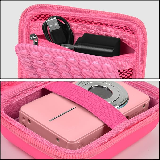 Boobowl Digital Camera Case Compatible with CAMKORY/for Lecnippy/for Lecran/for KODAK PIXPRO/for Qumcou/for WONNIE Point & Shoot Cameras, Small Compact Camera Pouch for SD Card Accessories -Deep Pink