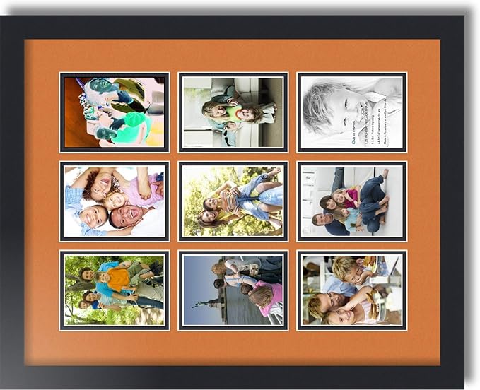 Art to Frames Double-Multimat-1045-712/89-FRBW26079 Collage Photo Frame Double Mat with 9-3.5x5 Openings and Satin Black Frame