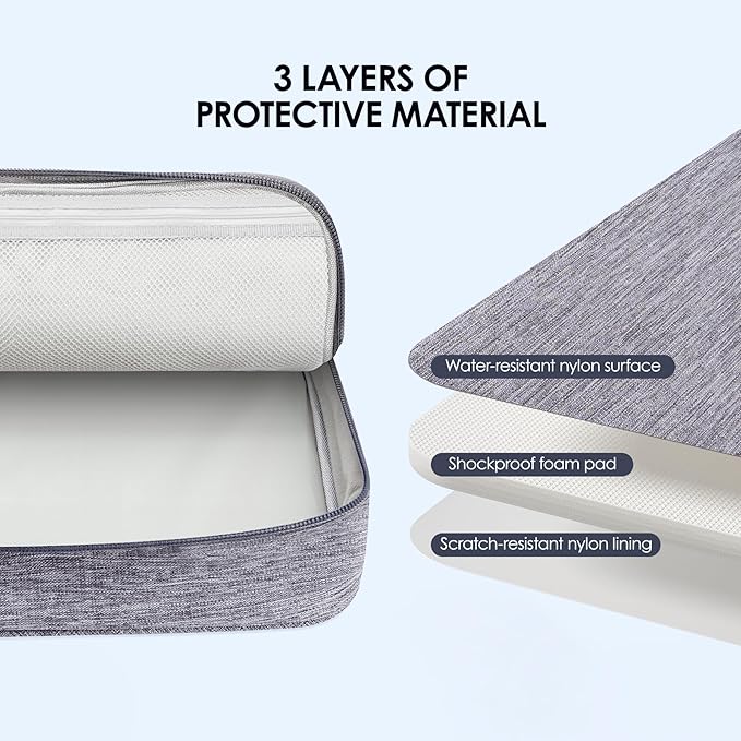 LENTION Waterproof Electronics Organizer Bag, Travel Storage Case with DIY Dividers for Cords, Charger, Power Bank, Earphones – Compact, Durable, Shockproof & Lightweight (Grey)