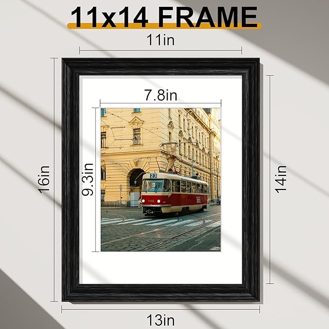 Vittanly 11x14 Picture Frames Set of 2, Ornate Vintage Photo Frame for Wall or Tabletop, Display 8x10 Pictures with Mat or 11x14 without Mat, Distressed Black