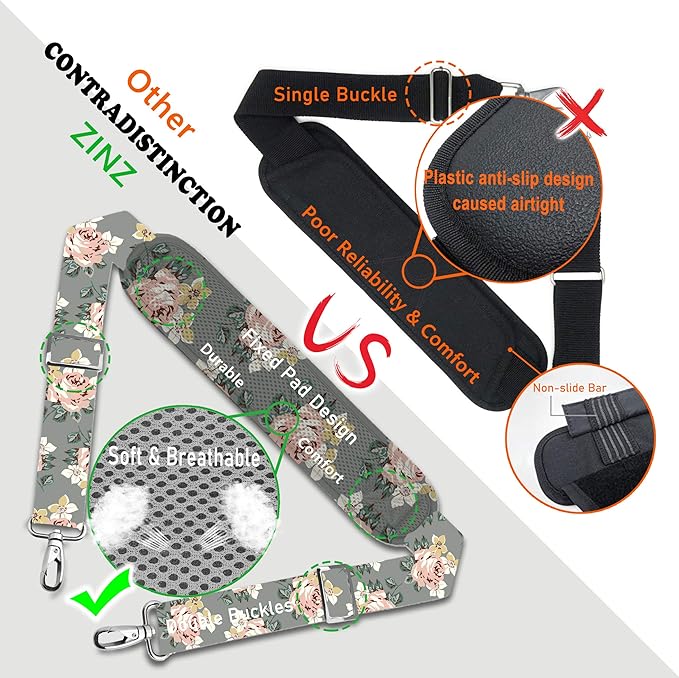 ZINZ Bag Shoulder Strap, Padded Adjustable Shoulder Strap Replacement