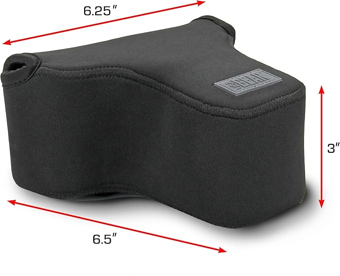 USA Gear Camera Sleeve (Medium) for Compact SLRs Compatible with Canon EOS R100 Nikon Z30 Sony ZV-E10, and more - Padded Neoprene DSLR Case with Zipper Accessory Pocket & Belt Loop (Black)