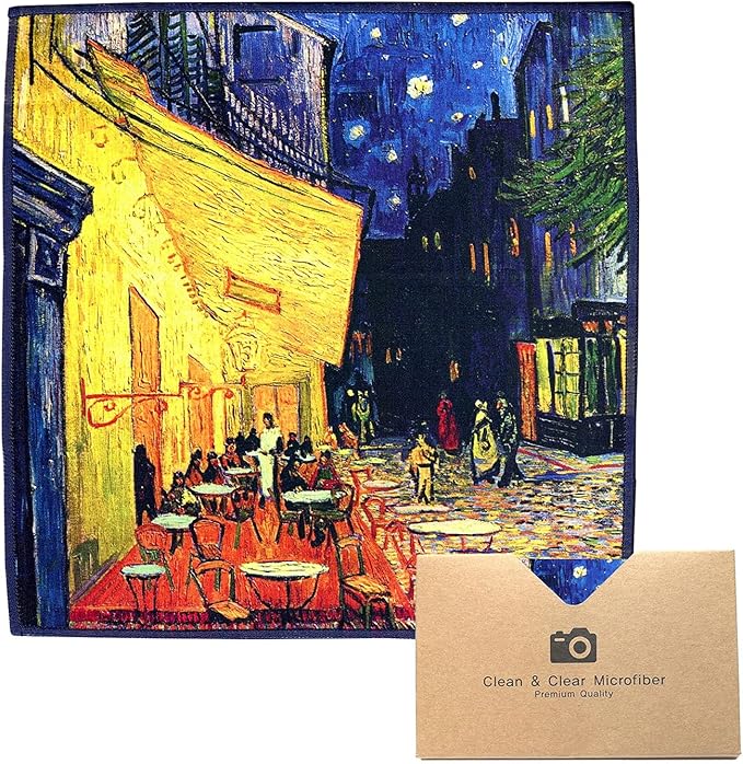 Large [6 Pack] Classic Art (Gogh Café Terrace at Night) - Ultra Premium Quality Microfiber Cleaning Cloths (Best for Camera Lens, Glasses, Screens, and All Lens.), Microfiber Cloth