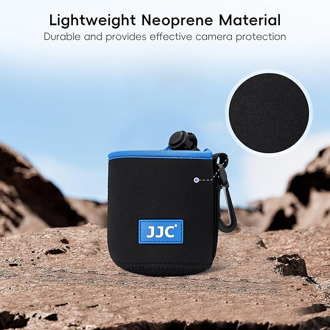 JJC Drawstring Neoprene Camera Lens Pouch Case, Protective Lens Bag for Mirrorless Lenses Up to 2.9 x 3.9" (D X H) for Canon RF 35mm EF 50mm EF-S 18-55mm EF-M 15-45mm Sony E 50mm & More