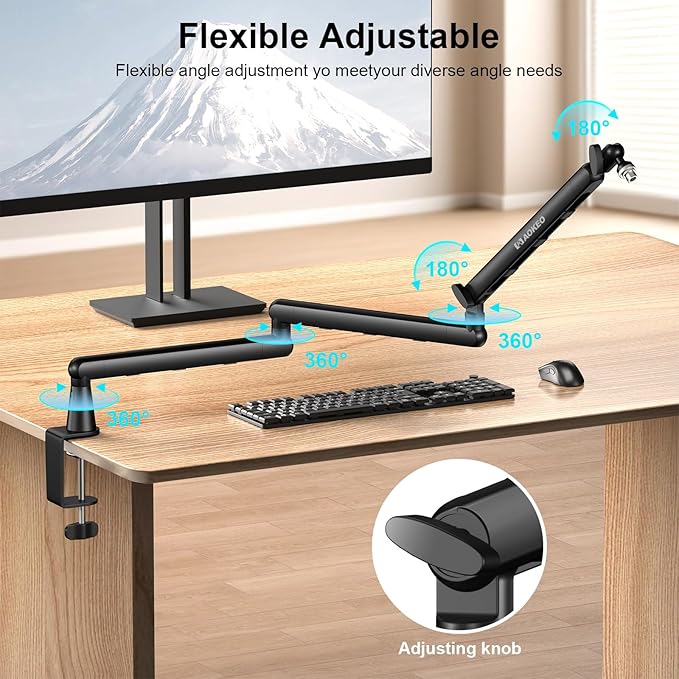 Microphone Arm,Aokeo AK-55i Desk Low Profile Adjustable Mic Boom Arm Stand,Suitable For Blue Yeti,Snowball iCE, HyperX QuadCast,SoloCast,Elgato Wave,Etc