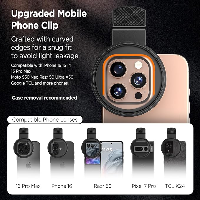 8 Points Star Filter,52mm Rotatable Star Lens for iPhone 16/15/14/13 Pro Max Moto Google Samsung TCL Phone, Cross-Screen Sparkle Effect Starburst Filter with Clip,Nightscape