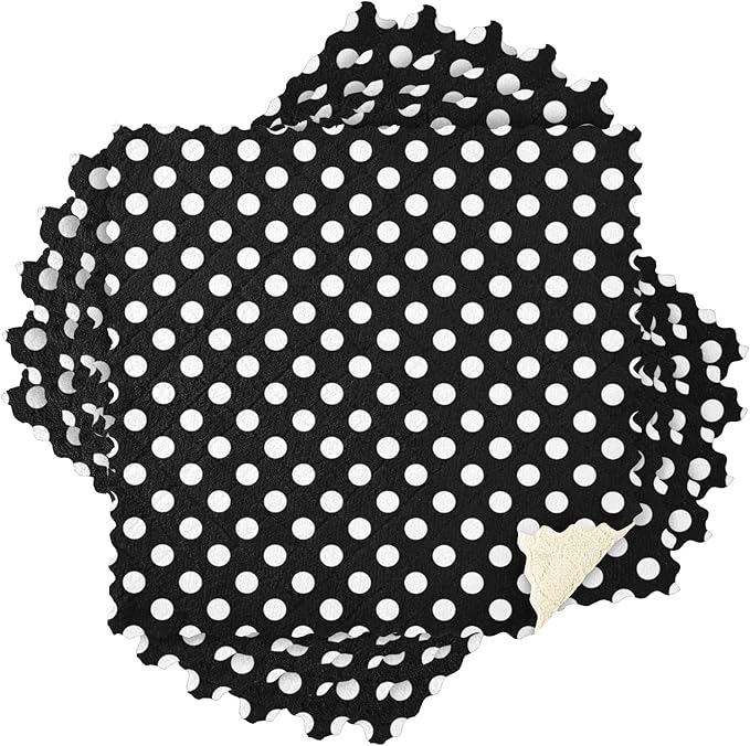 CaTaKu Polka Dot Microfiber Reusable Cleaning Cloths Kitchen Dish Cloths Dish Rags for Washing Dishes, Black and White Dish Towels Washcloths for Kitchen Drying, 6 Pack