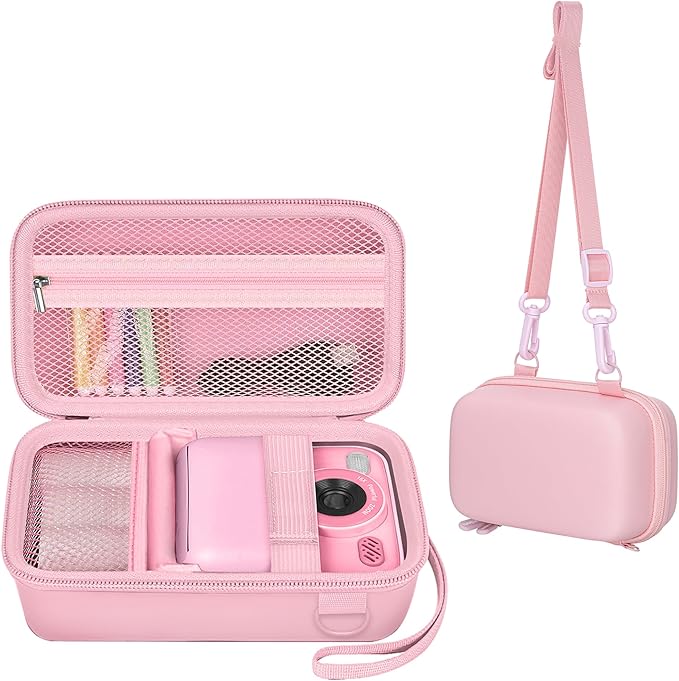 Leayjeen Kids Camera Case Compatible with Cimizi/Gofunly/Aasonida/CAMCLID/LETSHAHA Kids Instant Print Camera, Kids Instant Camera for 1080P Printed Photos,Birthday Gifts for Kids-Pink(Case Only)