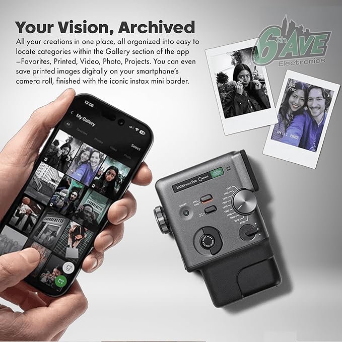 FUJIFILM instax mini Evo Cinema Hybrid Instant Camera 3-in-1 Instant Camera Smartphone Printer Video Camera, Bluetooth, Gen Dial for 10 Decade-Inspired Effects Bundle