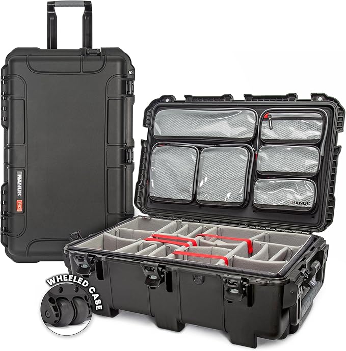 NANUK 962 Pro Photo Kit– Waterproof Large Travel Camera Hard Case with Wheels, Padded Dividers & Retractable Handle, 31" x 20" x 11" –Impact-Resistant, Dustproof, Durable, Ideal for Heavy Loads –Black