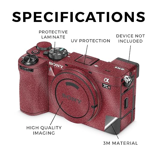 Glossy Glitter Camera Skin Compatible with Sony Alpha 7CR Camera (2023) - Solid Burgundy - Premium 3M Vinyl Protective Wrap Decal Cover - Easy to Apply | Crafted in The USA by MightySkins