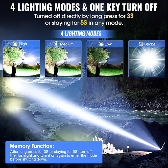 Rechargeable Tactical Flashlights, High Lumens Small Mini USB-C LED Flashlight, Compact EDC Flash Light, 4 Modes&Memory Function, Waterproof Pocket Lights for Home,Camping,Emergency (1, Orange)