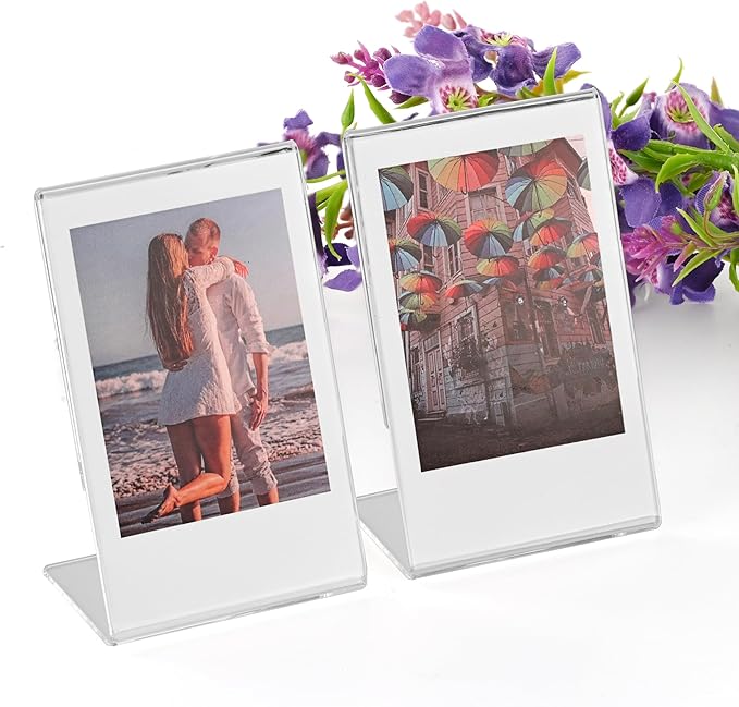 iFreak 2x3 Small Acrylic Polaroid Photo Frame,Clear Mini Picture Holder for Instax Fujifilm 12/40/EVO Instant Mini 3 inch Film,Home & Office Desk Memory Display. (6 Pack, 2.1X3.4)