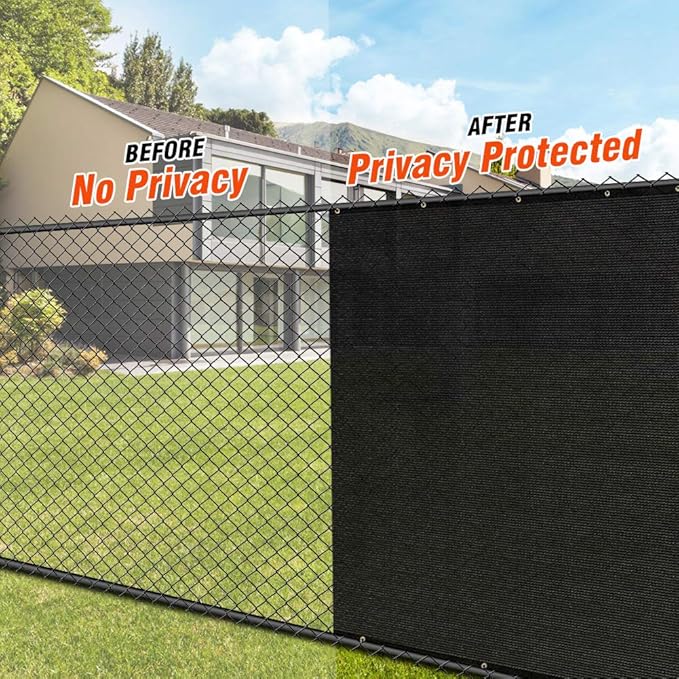 iCover 4x12ft Fence Privacy Screen, Heavy Duty Fencing Panels Screens, Outdoor Shade Cloth Mesh Barrier, Reinforced Bindings and Brass Grommets, Cable Zip Ties Included, Black