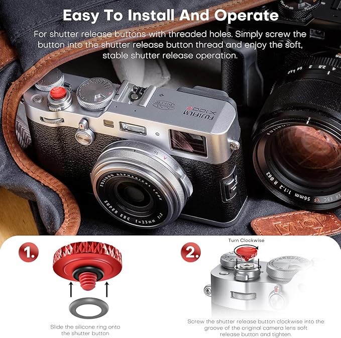 REYGEAK for Fujifilm Camera Shutter Button(4 Pack/Red) Copper Soft Shutter Release Button,Camera Shutter Button Fits for Fuji Fujifilm X100 X100VI X-T5 X-T4 X-T3 Accessories