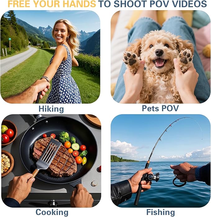 Beviliu Magnetic Neck Phone Holder for Recording, Hands Free POV/Vlog Neck Mount with Chest Strap, Video Filming for Cooking/Riding, Content Creator for iPhone 16 15 14 13 12 Android GoPro Insta360
