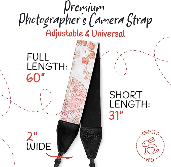 Art Tribute Camera Strap for All DSLR and Mirrorless Cameras. Add Your Name Or Initials Make It a Personalized Gift