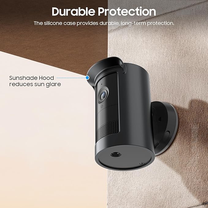 Fintie Silicone Case for Ring Outdoor Cam Plus (2025 Release), Soft Silicone Weather Resistant Protective Skin Cover for Ring Outdoor Cam Plus Camera, Black