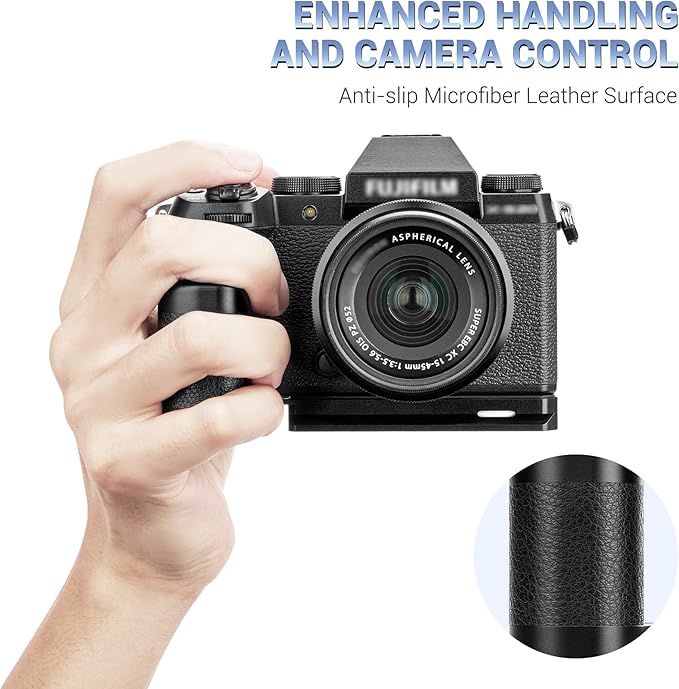 Metal Hand Grip L Bracket for Fujifilm X-S20 Camera,XS20 X-S20 Handgrip Holder with Built-in Quick Release Plate for AirTag & Arca Swiss Type Tripod Mount,w/Battery Memory Card Compartment Opening