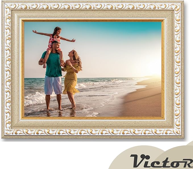 VictoR Picture Frame Chagall 5x7 Beige Gold - Vintage Picture Frames with Shutterproof Acrylic Glass - 5 x 7 Photo Frame - Beige Picture Frames - Antique