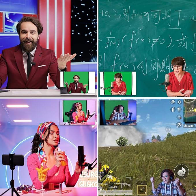 Green Screen Backdrop, 58in Portable Green Screen Chair with Stand Double Sided Foldable Green Background, Chroma Key, for Photography Streaming Gaming Photo Zoom Video Chats and Meeting