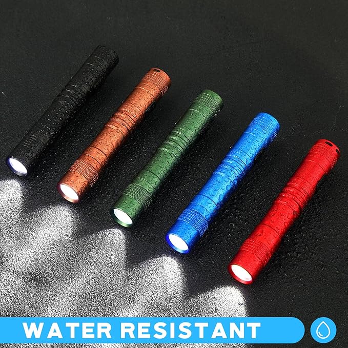 Hortsun 20 Pcs Mini Pen Light Flashlights Christmas Gifts for Men Pocket Flashlights Pen with Clip Small LED Handheld Slim Torches Without Battery(3.54 Inch,Black, Brown, Green, Red, Blue)