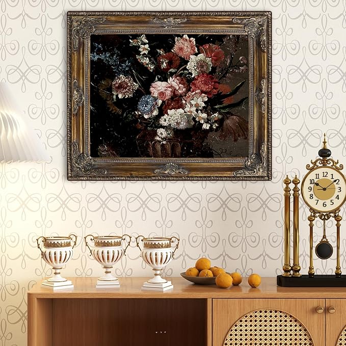 Gothic Gold 11x14 Vintage Picture Frame with Mat for 8x10 or 11 x 14 Photos, Real Glass, Ornate Victorian Baroque Frames for Wall Hanging