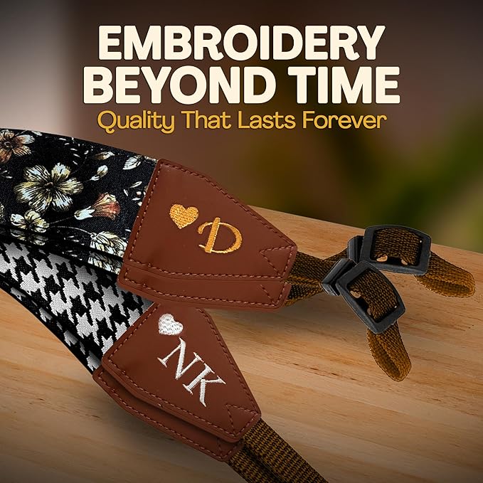 Art Tribute Camera Strap for All DSLR and Mirrorless Cameras. Add Your Name Or Initials Make It a Personalized Gift