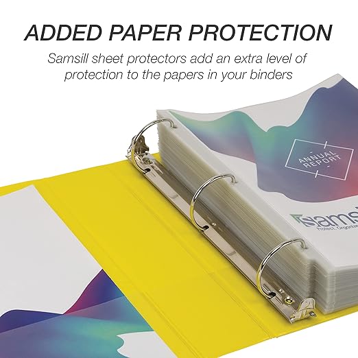 Samsill Durable 2 inch 3 Ring Binder, Made in USA, D Ring Binder, FSC 100% Recycled Chipboard, Yellow