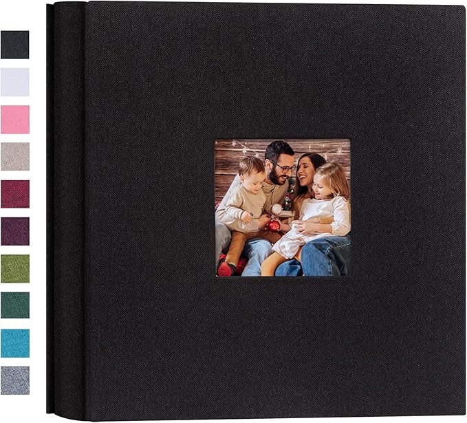 Mublalbum Small Photo Album 4x6 200 Photos Linen Cover Picture photo Book with 200 Horizontal Pockets for Wedding Family Anniversary Baby (Black)
