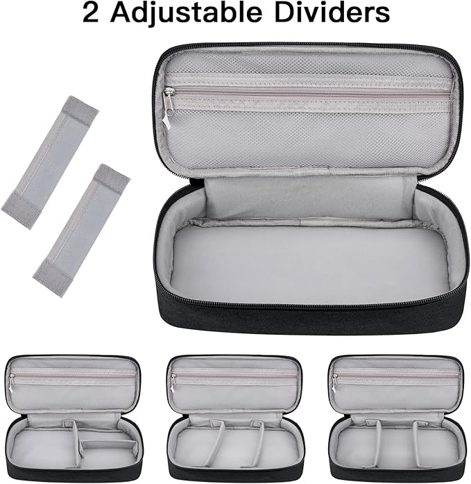 Electronics Travel Organizer Bag, Portable Carrying Case for Cables, Charger and Cords, External Power Bank & Hard Drive (Black), Large, 13BK-B
