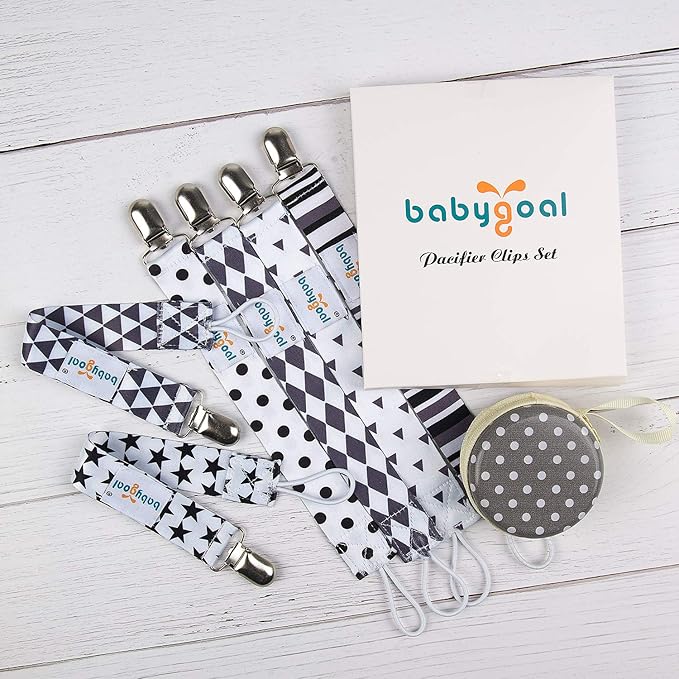 babygoal Baby Pacifier Clips for Boys, 6 Pack Pacifier Holder Clips for Baby Boys and Girls Fits for Most Pacifier Styles and Binkies 6PBM05-HZ