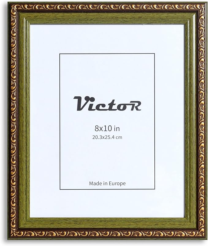 VictoR Picture Frame Chagall 8x10 Brown Green - Vintage Picture Frames with Shutterproof Acrylic Glass - 8 x 10 Photo Frame - Brown Picture Frames - Antique - only for hanging