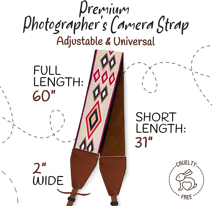 Art Tribute Camera Strap for All DSLR and Mirrorless Cameras. Add Your Name Or Initials Make It a Personalized Gift