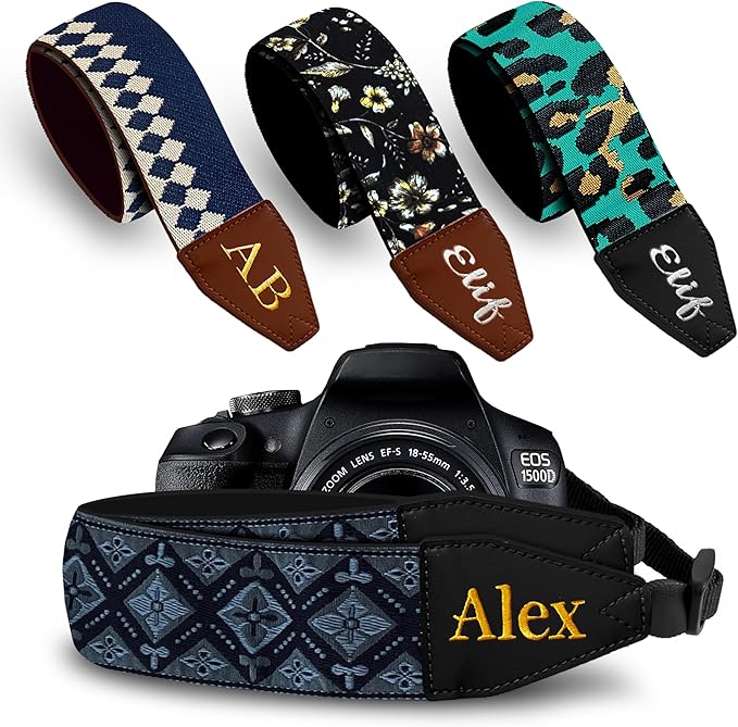 Art Tribute Camera Strap for All DSLR and Mirrorless Cameras. Add Your Name Or Initials Make It a Personalized Gift