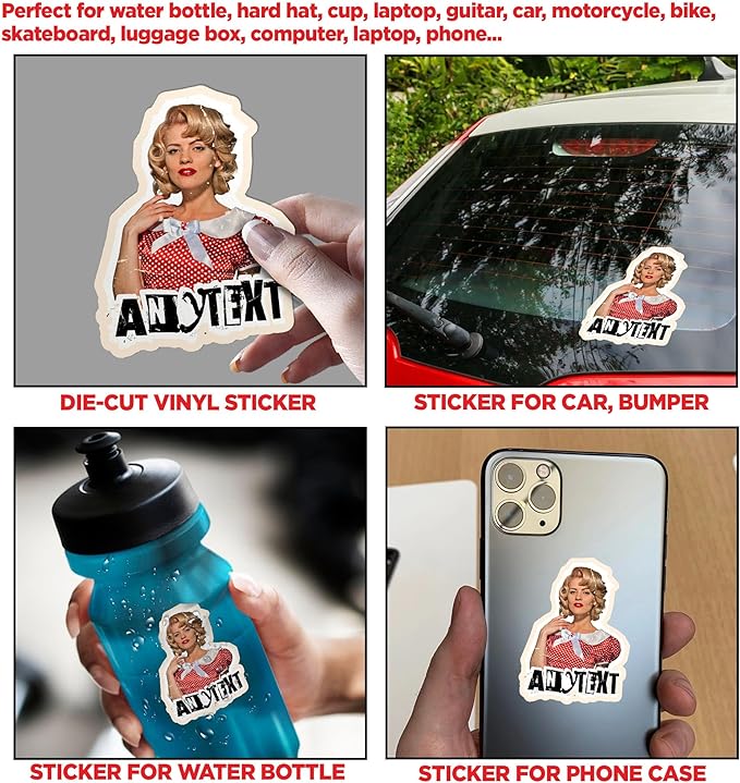 Custom Retro Photo Sticker Personalized Retro Vintage Face Photo Image and Name Waterproof Vinyl Stickers for Laptop Water Bottle Cars Phone Case Decal Decor Stuff Gifts for Her Him Kids
