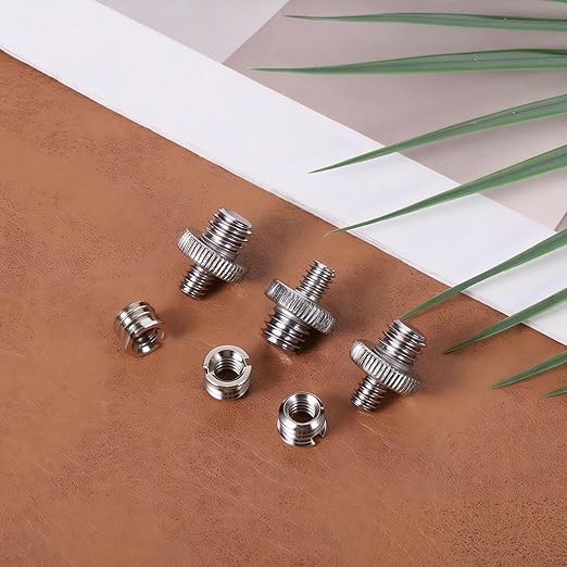 3 PCS 3/8 to 1/4 Tripod Adapter and 3 PCS 1/4 Inch to 3/8 Inch Mount Screws, Double Head Converter Precision Made Tripod Screw Adapters, Standard Camera Mount Adapter for Camera Light Stand Accessory