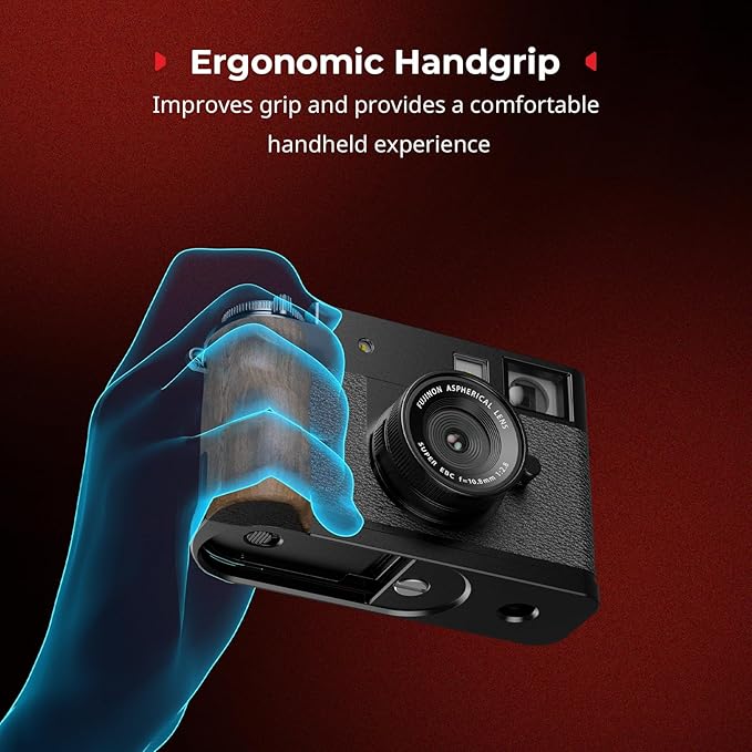 SMALLRIG X Half Wooden L-Shaped Mount Plate for FUJIFILM, L Plate with Ergonomic Wood Side Handle, Includes Hot Shoe Cover (Black) - 5224