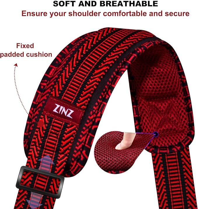ZINZ 79.5" Universal Strap with Ultra-Thick Fixed Breathable Pad - Adjustable Heavy-Duty Shoulder Strap for Laptop, Crossbody, Luggage, Gym, Camera Bag and More - TH01B02