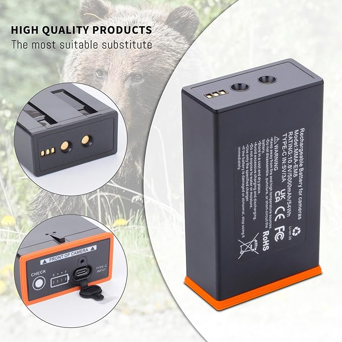 2 Pack Battery Compatible for Moultrie Edge, Edge 2, Edge Pro, Edge 2 Pro Series Cellular Trail Camera, Hunting Cameras Rechargeable Lithium-Ion Battery Pack with Type-C Charging Cable 10.8V 54Wh