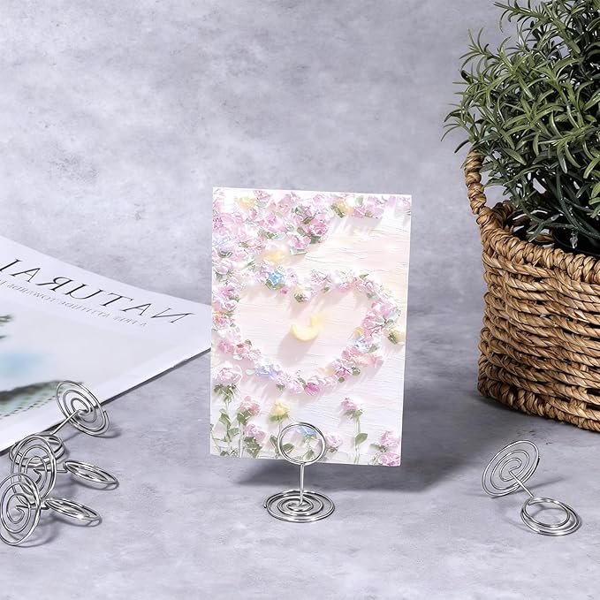 Ptwola 24 Pcs Tall Table Sign Stands Table Number Holder Place Card Holders Simple Picture Photo Name Menu Clips for Weddings Birthday Christmas Halloween Party Office Memo Notes Reception Restaurants