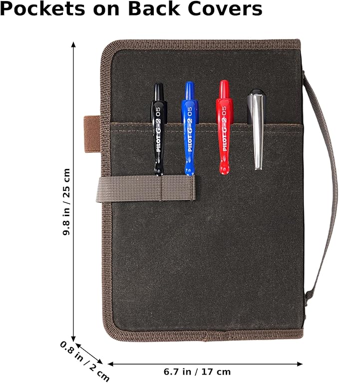 Field Journal Notebook A5 Planner Cover, Travel Journal for Men & Women A5 Travelers Notebook Cover, Water Resistant Waxed Canvas A5 Cover with Pen Holder, Included 5.8" x 8.3" Refillable Field Book