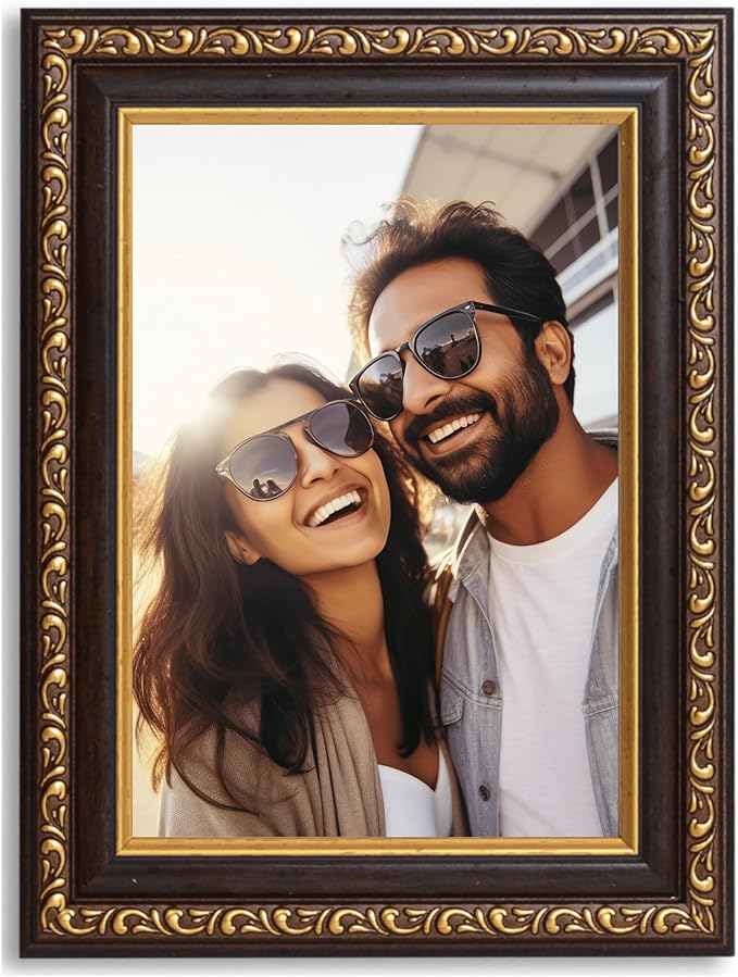 VictoR Picture Frame Chagall 4x6 Black Gold - Vintage Picture Frames with Shutterproof Acrylic Glass - 4 x 6 Photo Frame - Black Picture Frames - Antique