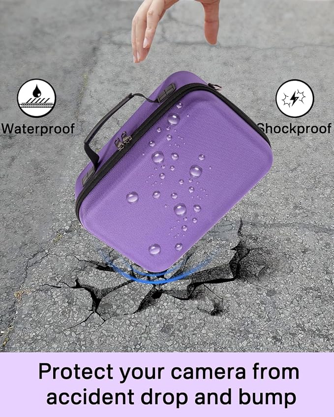 RAIACE Hard Case Compatible with Sony Alpha 7 II III IV/7R V Camera, for Nikon, for Canon, for Pentax and More.Large Capacity With Mesh Pocket for Lens, Charger, Cables, Cards and Accessories.-Purple